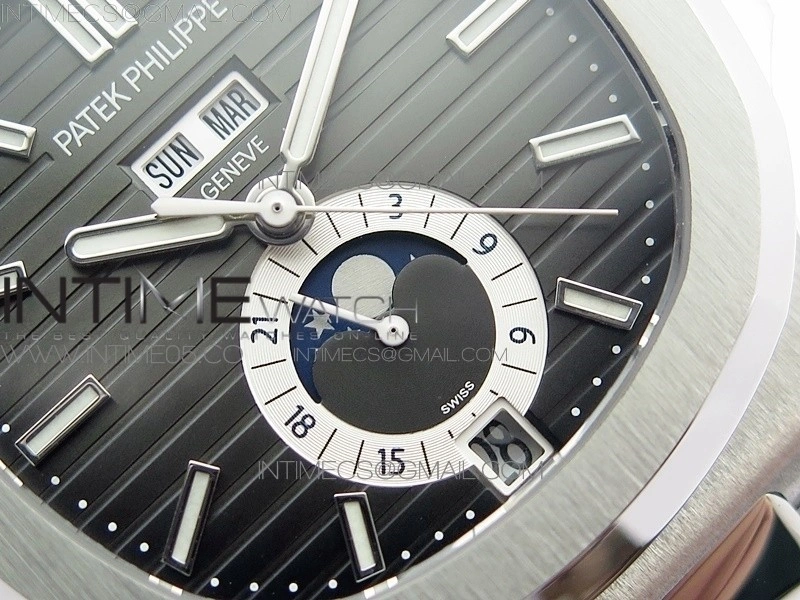 NAUTILUS 5726 SS GRF 1:1 BEST EDITION GRAY DIAL WORKING ANNUAL CALENDARON SS BRACELET A.324 V2